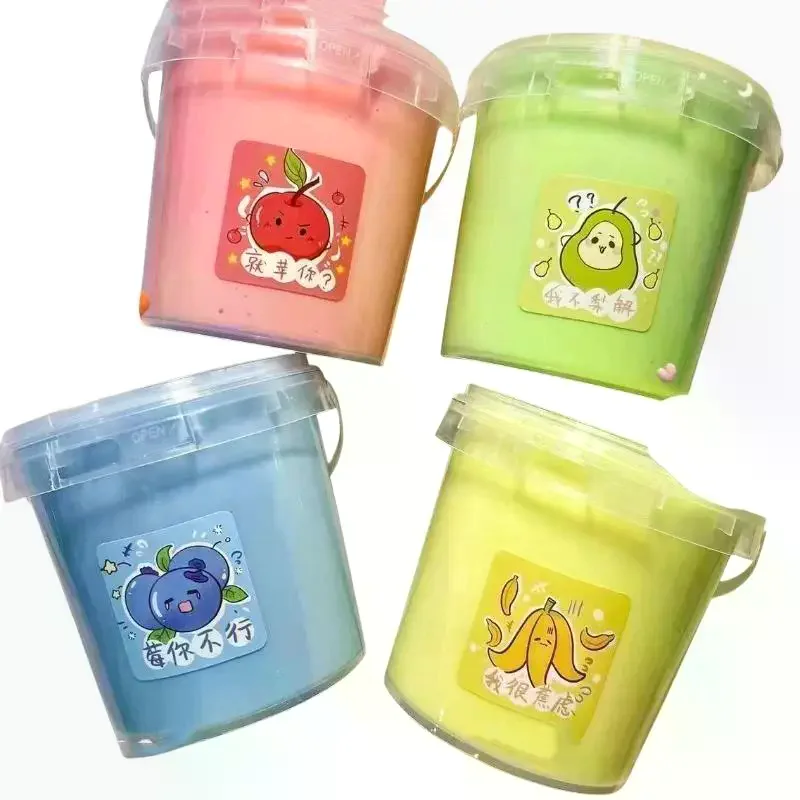 Soft Jelly Clay Liquid Slime Fake Water Squeeze Non Stick Milk Bucket Toy Stress Relief Sensory Toy Crunchy Crystal Slime