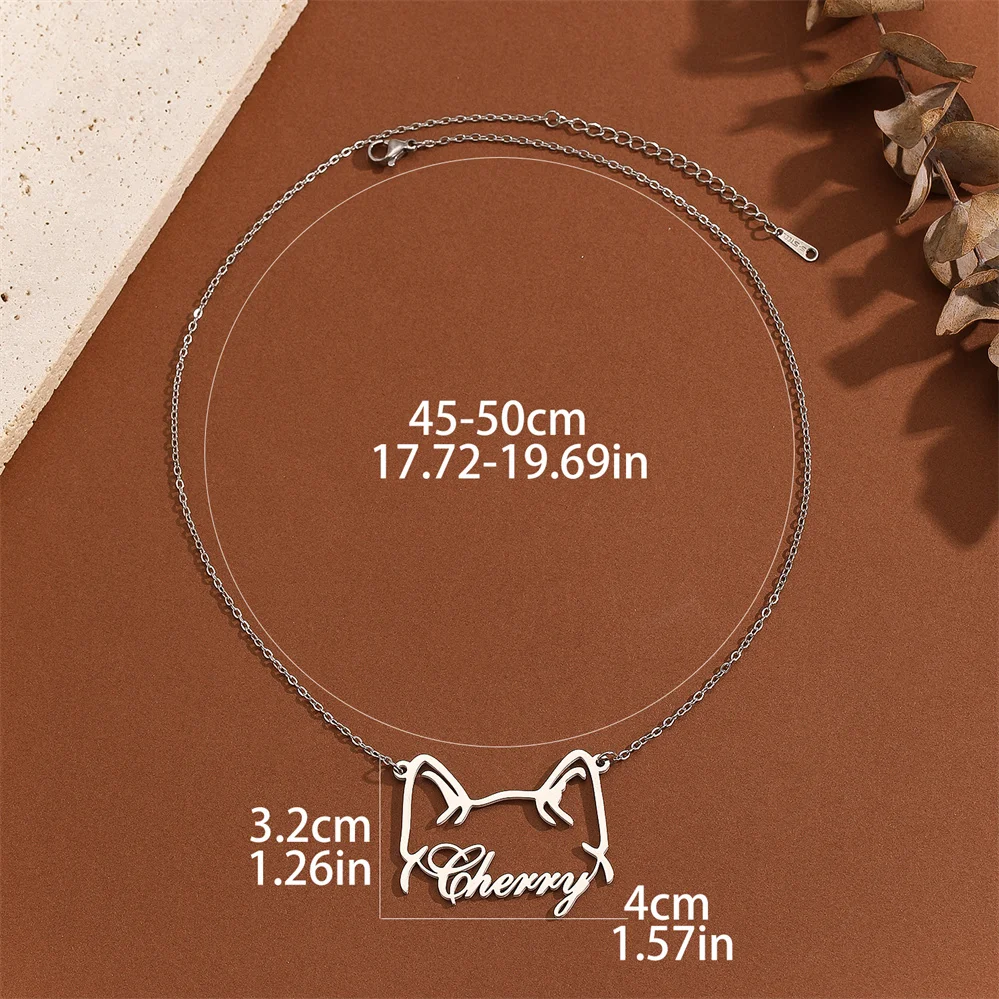 QIMING Custom Shiba Inu Dog Pet Name Necklace For Women Men Personalized Animal Ears Stainless Steel Jewelry Birthday Gift