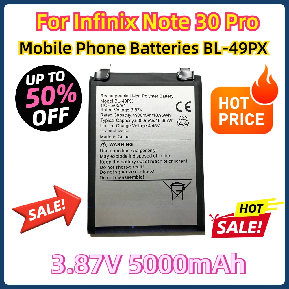 

For Infinix Note 30 Pro Mobile Phone Batteries 3.87V 5000mAh BL-49PT Battery BL-49PX