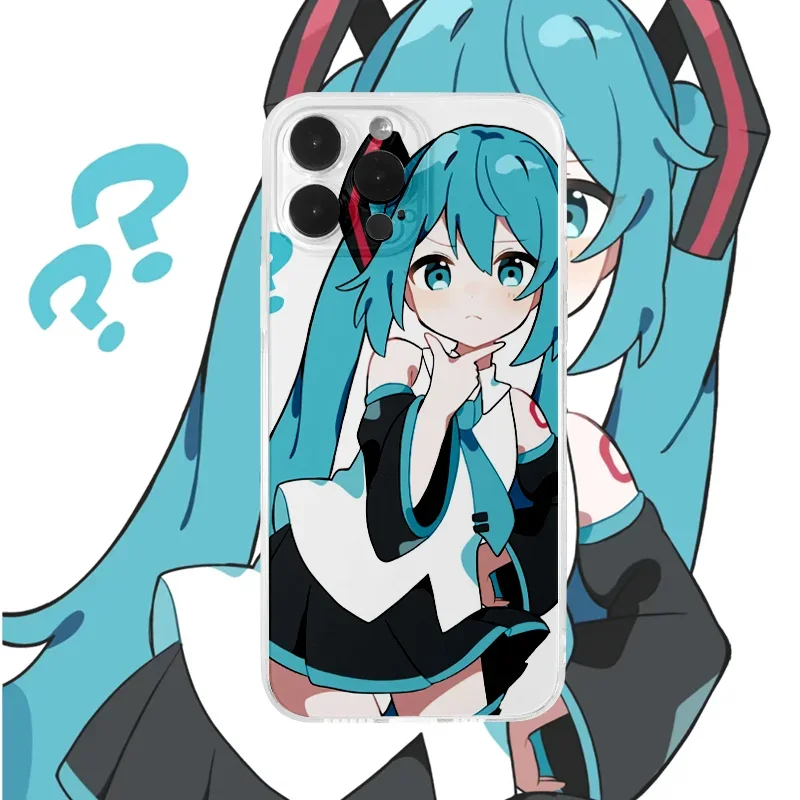 Hatsune ميكو Kawaii الهاتف حالات آيفون 14 برو ماكس 13 12 11 XR X XS ماكس 7 8 زائد سيليكون حالات أنيمي لطيف الهاتف الغطاء الخلفي