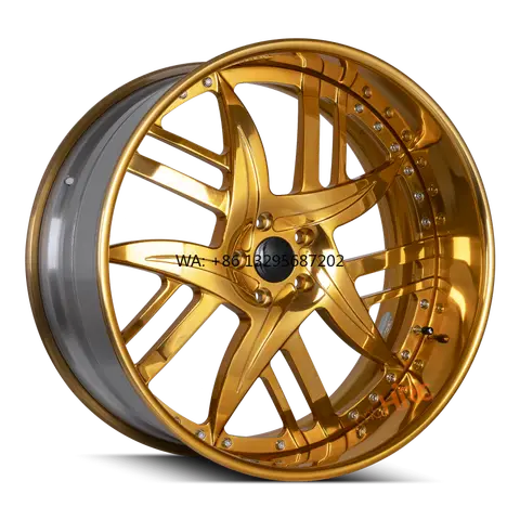 Passenger Car Wheels Forged Deep Dish 3 2 Piece 5x120 4x100 Gold Plated Rose Gold 18 19 20 22 24 26 Inch Rims for Old School