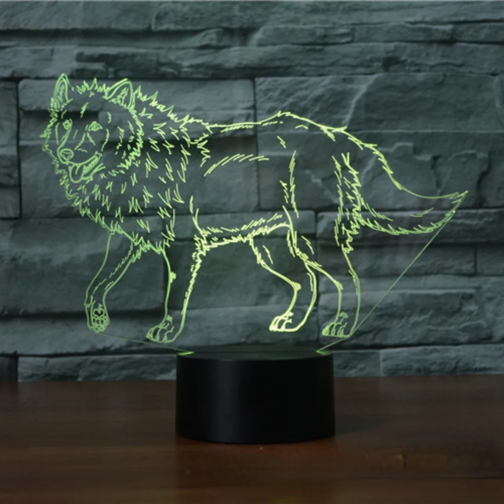 Nighdn Wolf 3D Lamp Led Night Light for Home Room Decor 7 Colors Touch USB Table Lamp Birthday Christmas Gift for Kids Men