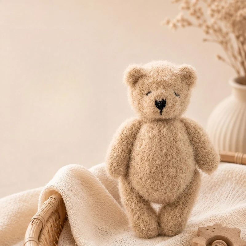 Newborn Photography Props Cute Handmade Knitted Bear Doll Decoration Accessories for Studio Photoshoot Baby Souvenirs Prop view 2