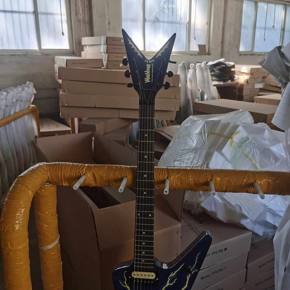 OEM electric guitar WASHBURN DIME, Floyd Rose tremolo, lightning inlay, blue front face, in stock