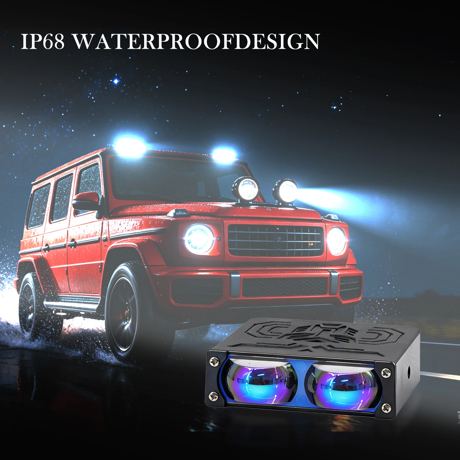 Automatic work light—suitable for use as a fog light or auxiliary light on off-road vehicles and motorcycles.