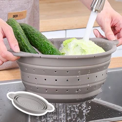 Thickening Foldable Drain Basket Silica Gel High Temperature Resistance Kitchen Fruits Vegetable Basket Food Grade Multi Purpose