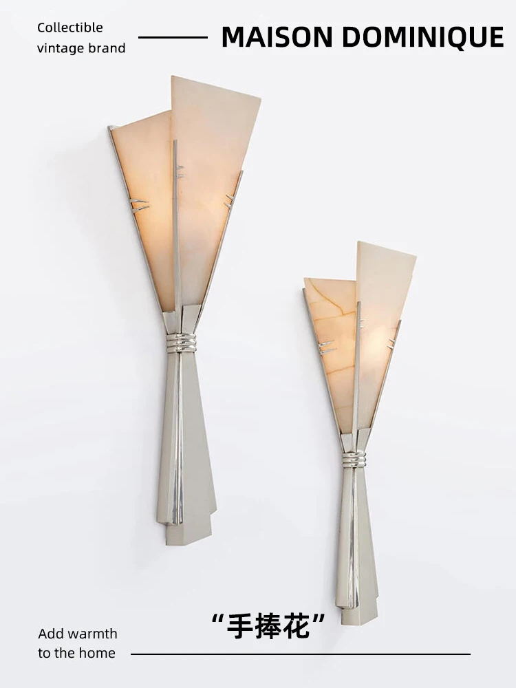 Buquê retrô de mármore espanhol medieval, lâmpada de parede para quarto e sala de estar