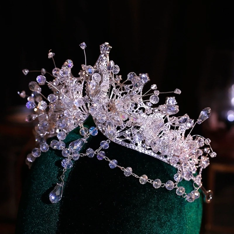 652F Coronas boda accesorio para cabello elegantes Tiaras cristales plateados regalos portátiles para novias y