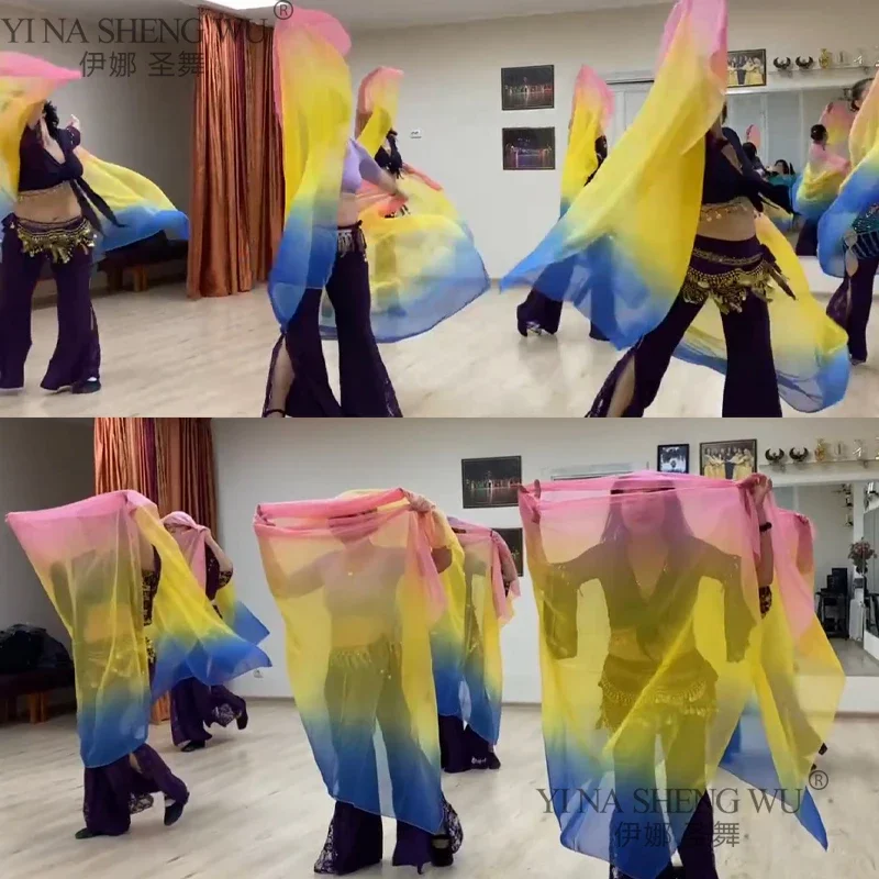 Novelty Gradient Veil Shawl Face shawl wrap Scarf Women Dance Belly Bollywood Costume Chiffon Belly Dancing Performance Props