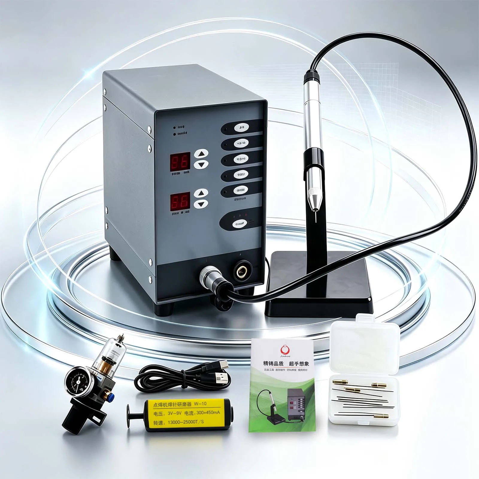 Jewelry Pulse Spot Welding Machine with Argon Protection for Gold Silver Repair and Metal Jewelry Making Tool