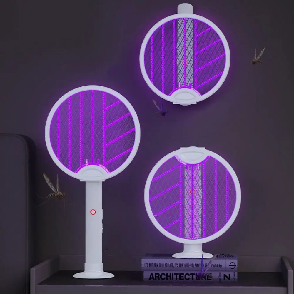 

2 In 1 Electric Mosquito Swatter Foldable UV Light Mosquito-killing Swatter Automatic USB Rechargeable Fly Swatter Trap Garden