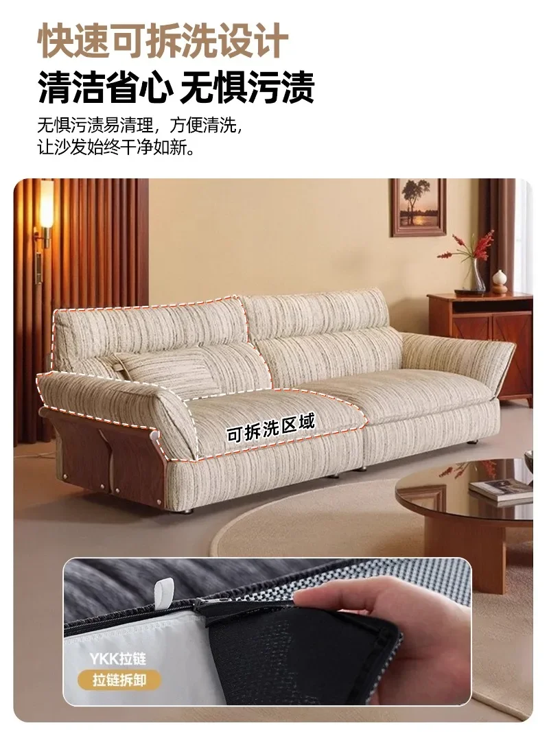 side sofa medium and ancient style living room small apartment removable and washable cotton and linen fabric sofa straight row