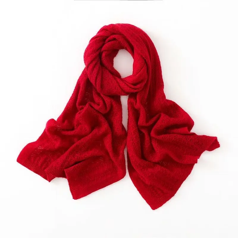 2026 New Pashmina 180*50 Women's Knitted Scarf Autumn Soft Solid Scarf Winter Warm Solid Hollow-out Scarf
