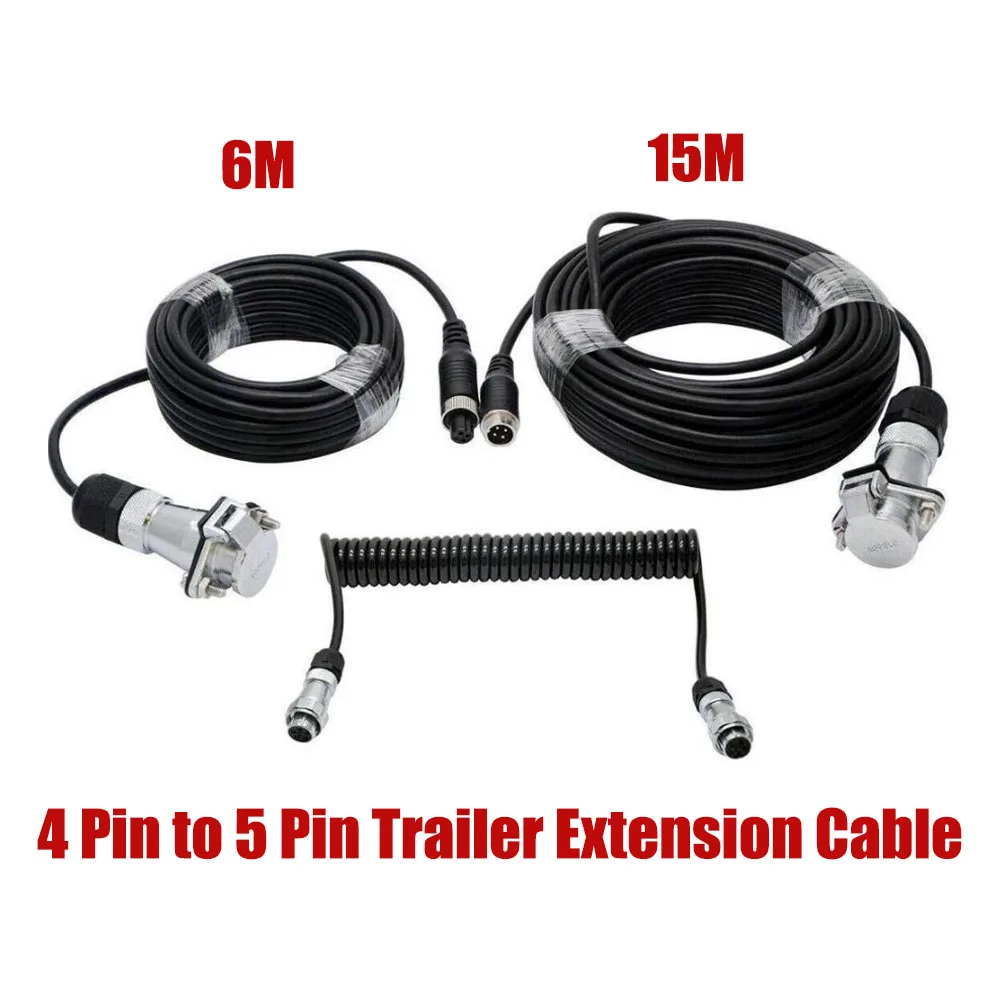 

15M+6M 4 Pin to 5Pin Car Backup Camera Video Cable Aviation Cord 3M 5Pin Extension Aviation Wire for Truck/Trailer/Bus/Motorhome