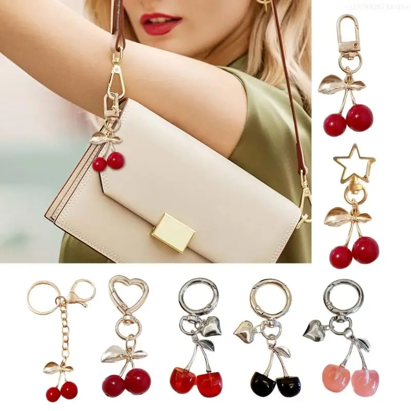 Cherry Bag Pendant Bag Charm Resin Cherry Keyring Fashion Alloy Jewelry for Key F0T5