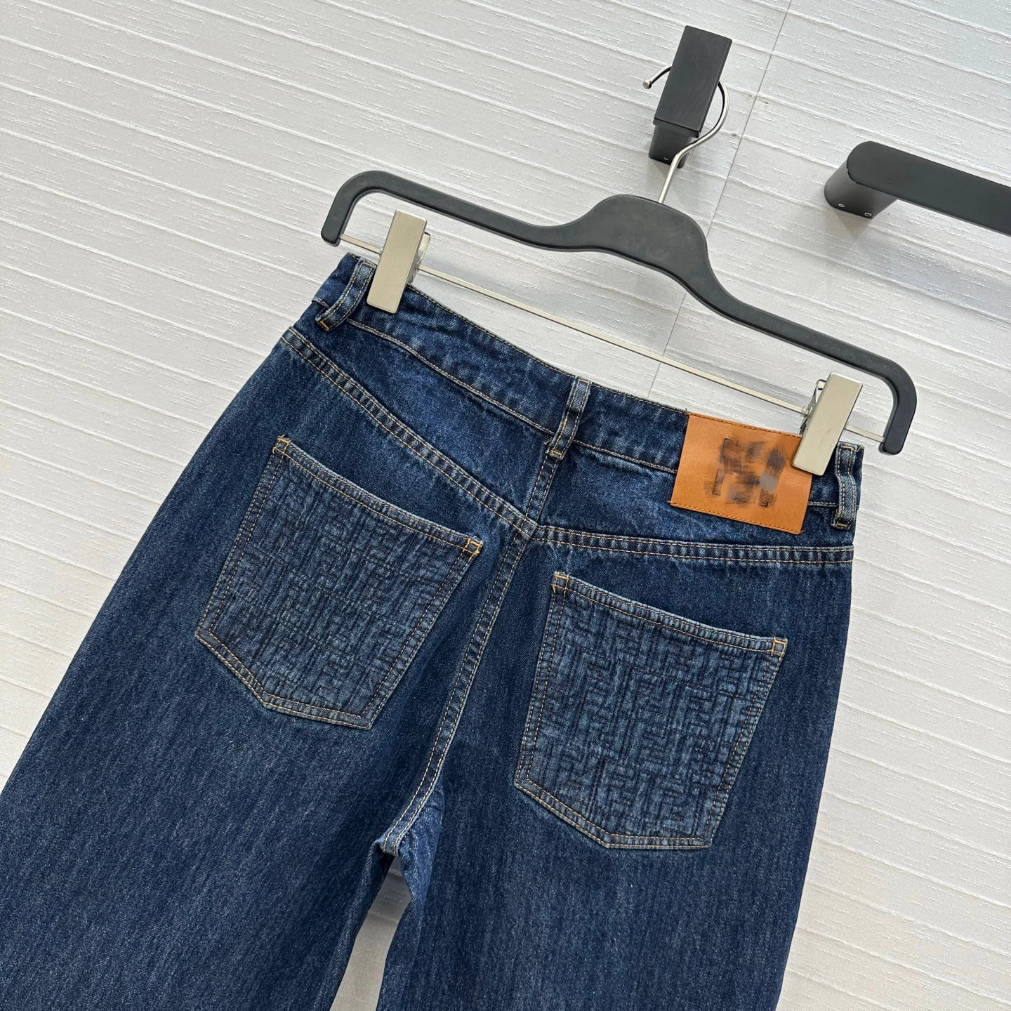 Denim jeans met hoge taille en rechte pijpen Casual getailleerde blauwe afslankende lange broek Dames katoenen stretchrits Pure kleur Herfst