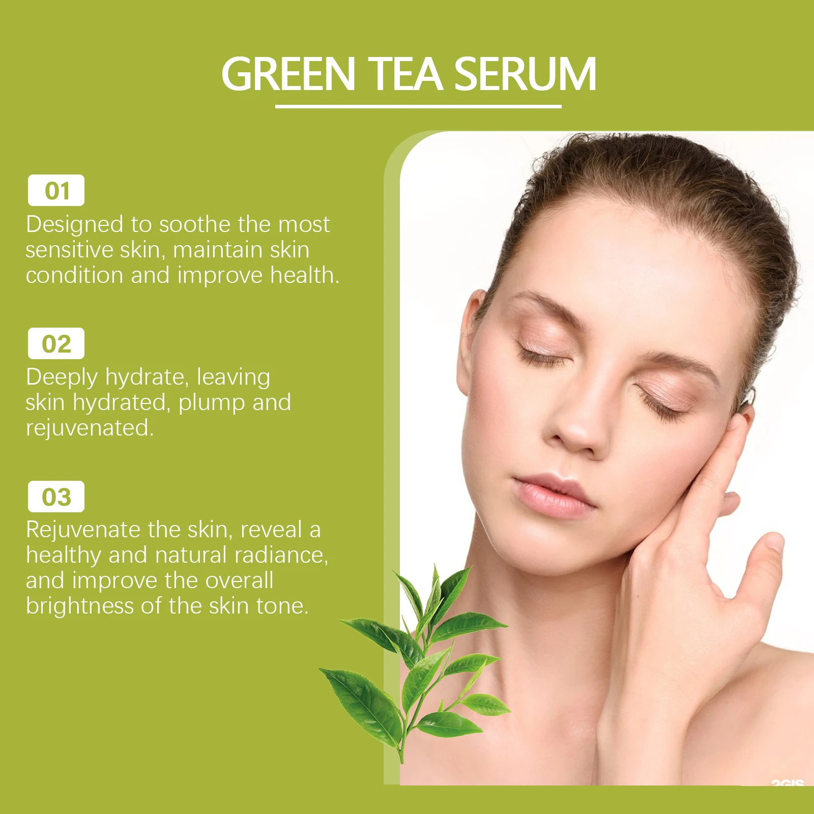 Green Tea Moisturizing Facial Serum Brightning Lifting Firming Face Essence Shrink Pores Nourish Facial Korean Skin Care Product