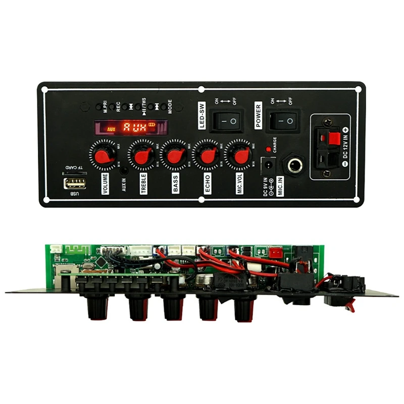 20W Bluetooth Audio Decoder Amplifier Board 7.4V MP3 Subwoofer Microphone Amp Car Music Lossless Heavy Bass Sound