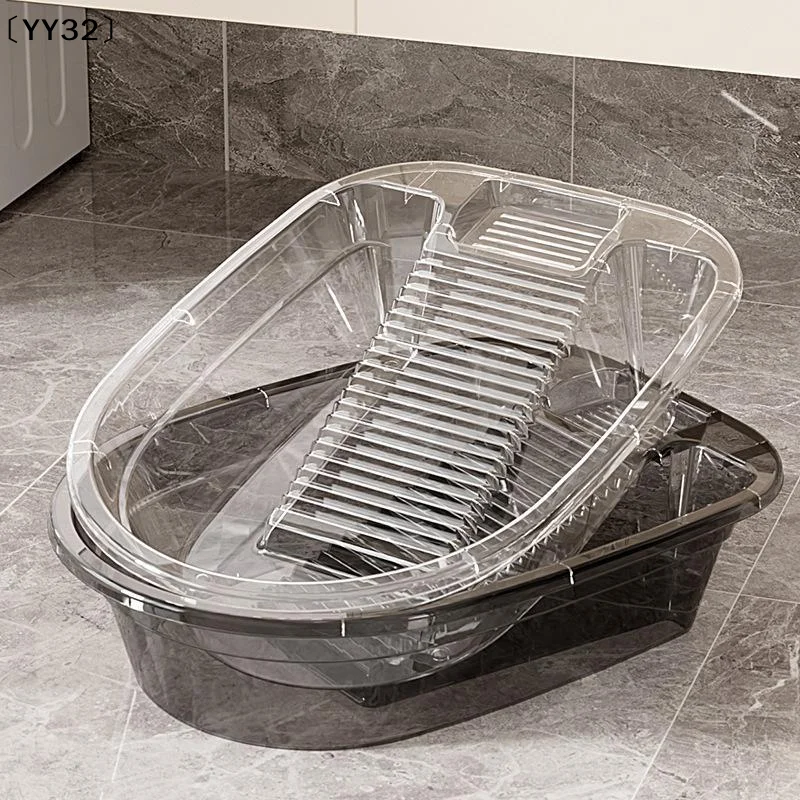 Laundry Basin With Washboard Integrated Household Plastic Wash Basin  Laundry Basin For Clothes Dorm Hand Washing〔YY32〕