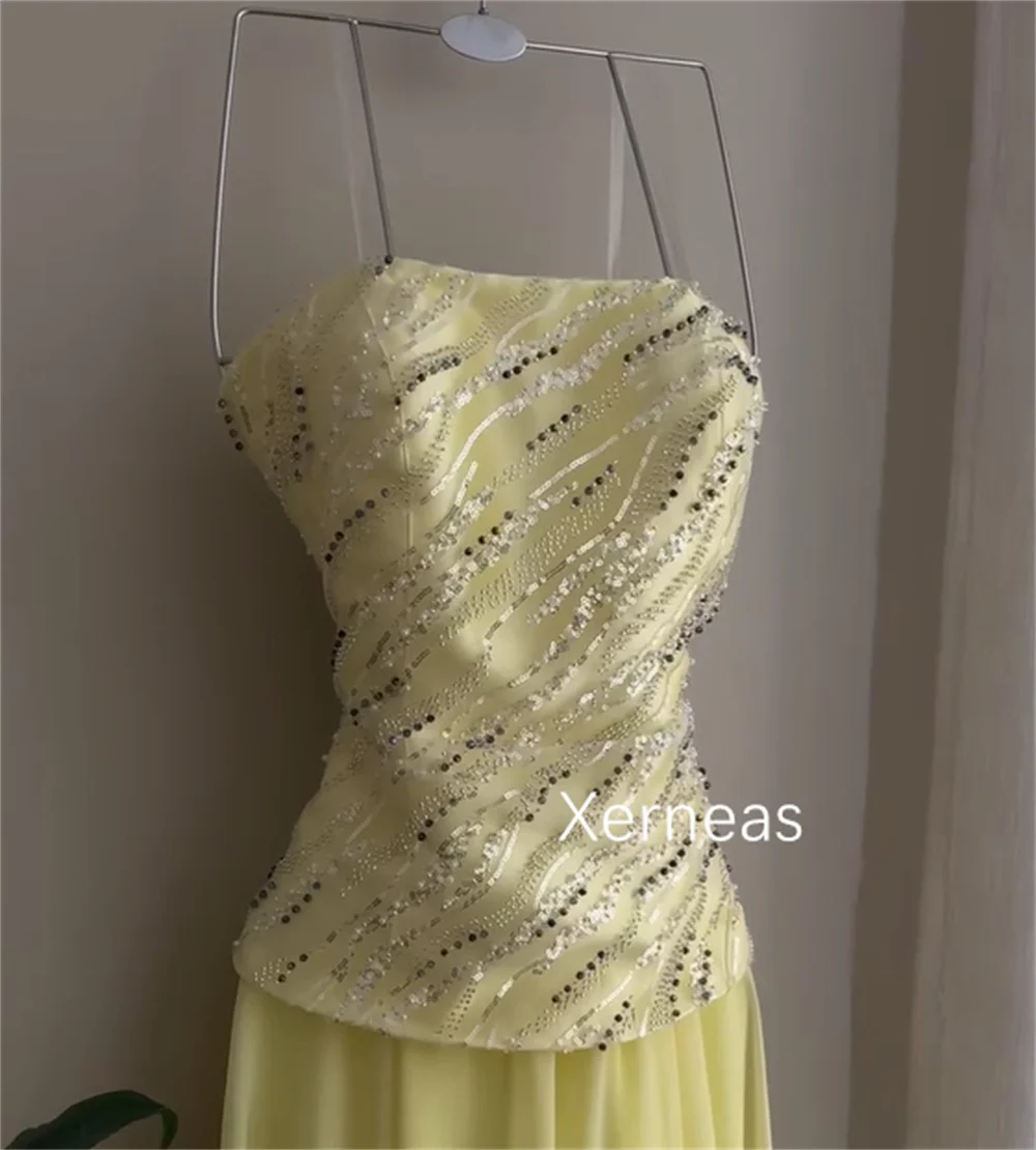 

Customized Intricate Chiffon Sequined Pattern A-line Strapless Long Dresses Bespoke Occasion Dresses Fashion Modern Style