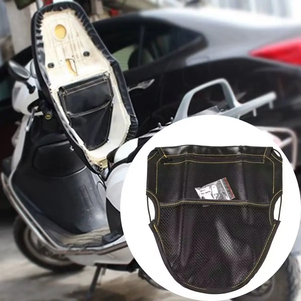 Motorcycle Seat Bag Seat Under Storage Pouch Bag For Piaggio Beverly 300 400 Liberty 125 Motorcycle Seat Bucket Sundries Bag