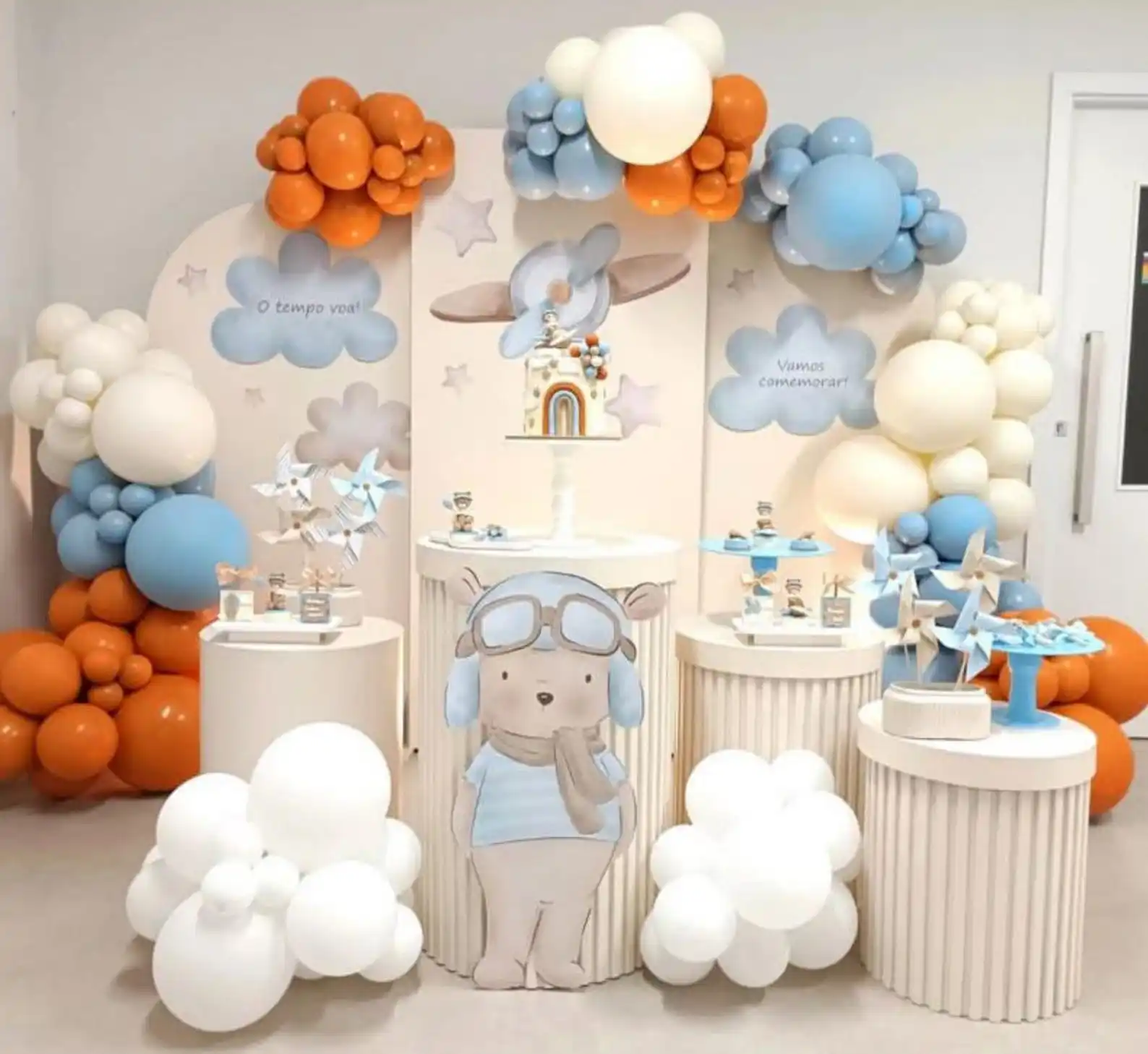 Mehofond Custom 2-Sided Begin Travel Adventure Pilot Boy Birthday Party Baby Shower Cover Chiara Arch Background Decor Backdrop