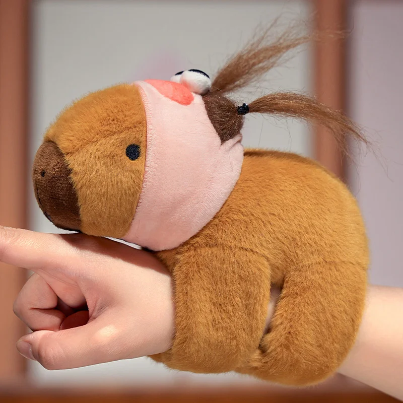 New Capybara Plush Doll Clap Circle Toys Slap Snap Wrap Wristband Bracelet Fluffty Capybara Hand Ring Fun Circles Kids Gift