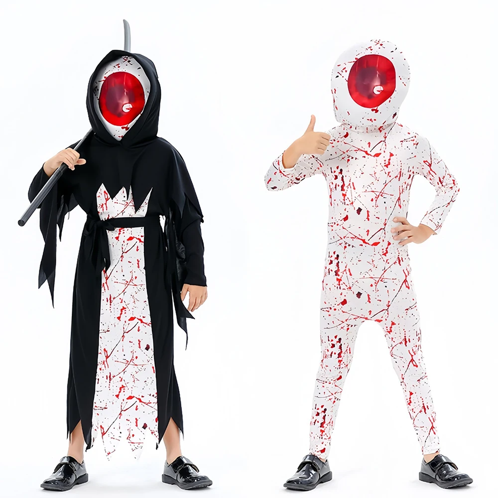 

Хэллоуин Nieuwe Cos Death Kostuum Kinderen Vampire Demon Oogkostuum Podium Voorbu Kostuum Косплей Kinder Ролевая игра Вечеринка