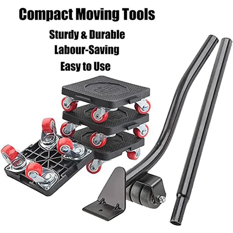 1 комплект инструментов для перемещения мебели, с 4 колесами и портативным подъемником, для перемещения мебели, холодильников, диванов, черный портативный 880 фунтов