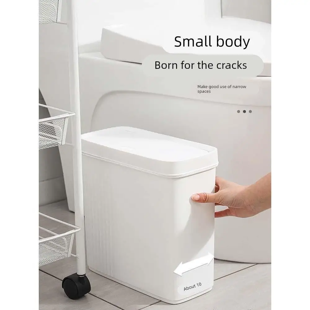 

Ultra-Thin Press Type Bathroom Trash Can Small Size Large Capacity for Home Use Toilet Fitting Flat Body Tub