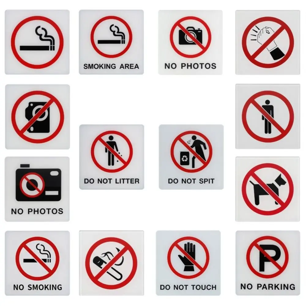 10CM Warning Plaque Logo Acrylic No Touching Public Shop Signage No Trespassing Warm Reminder Sign Public Place