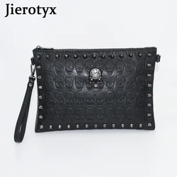 JIETOTYX donna frizione teschio polso rivetto borsa Punk frizione borse portafoglio con tracolla Messenger Bag Party Phone Bag