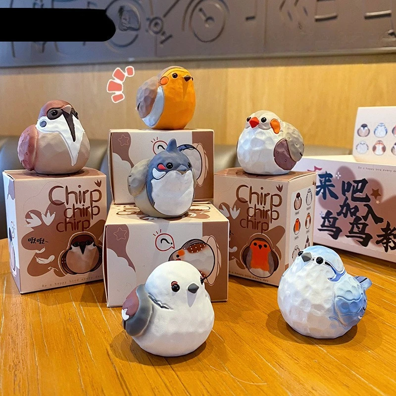 

Bird Ornament Resin Handmade Wood Carving Style Creative Exquisite Cute Home Desktop Decoration