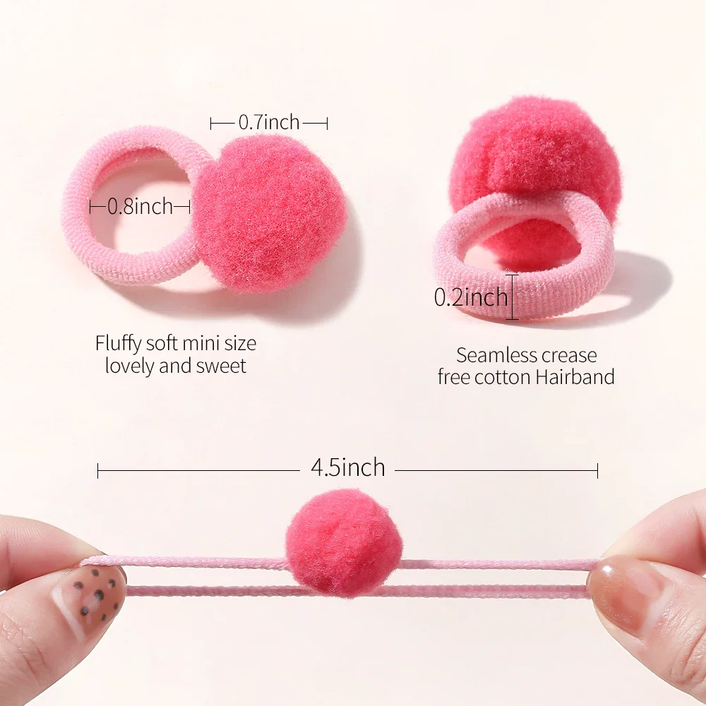 10개/세트 플러시 볼 탄성 헤어밴드 여자아이용 고무줄 스크런치 머리끈 아기 헤어 액세서리 어린이용 스위트 클립
