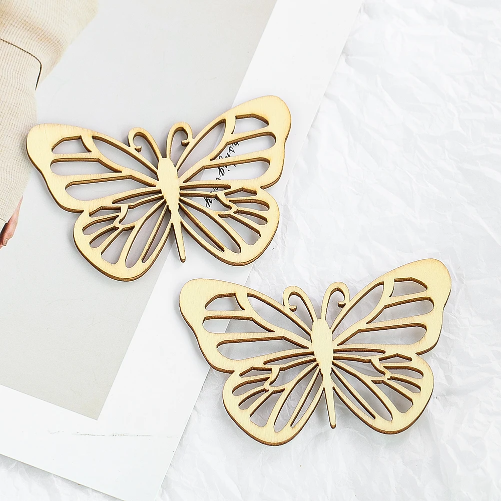 5PCS Wooden Hollow Butterfly Pendant Wall Decor Wind Chimes Accessories Garden Decoration Outdoor DIY Home Handicrafts