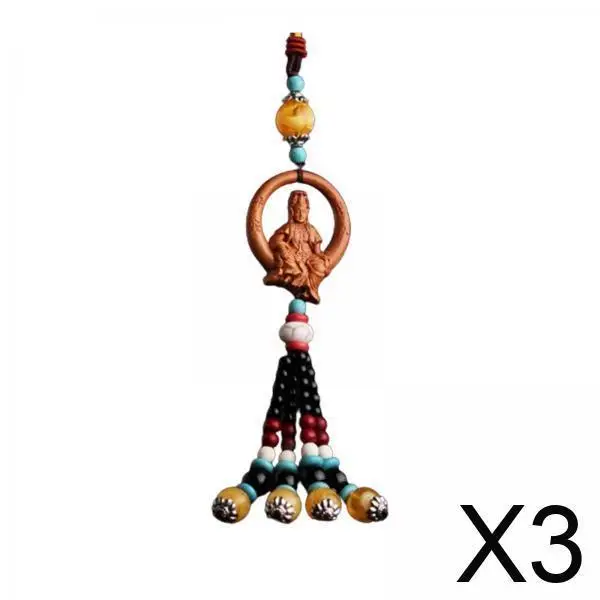 

Car Accessories Buddha Statue Rearview Mirror Pendant Multicolor Wood Beads Dangling Charm for Interior Vehicle Decoration