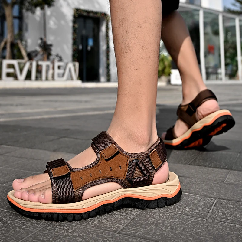 

Man Sandals Luxury Summer Flat Bottomed Outdoor Hiking Anti Slip Lazy Sports Beach Breathable Brand Casual Sandals Zapatillas