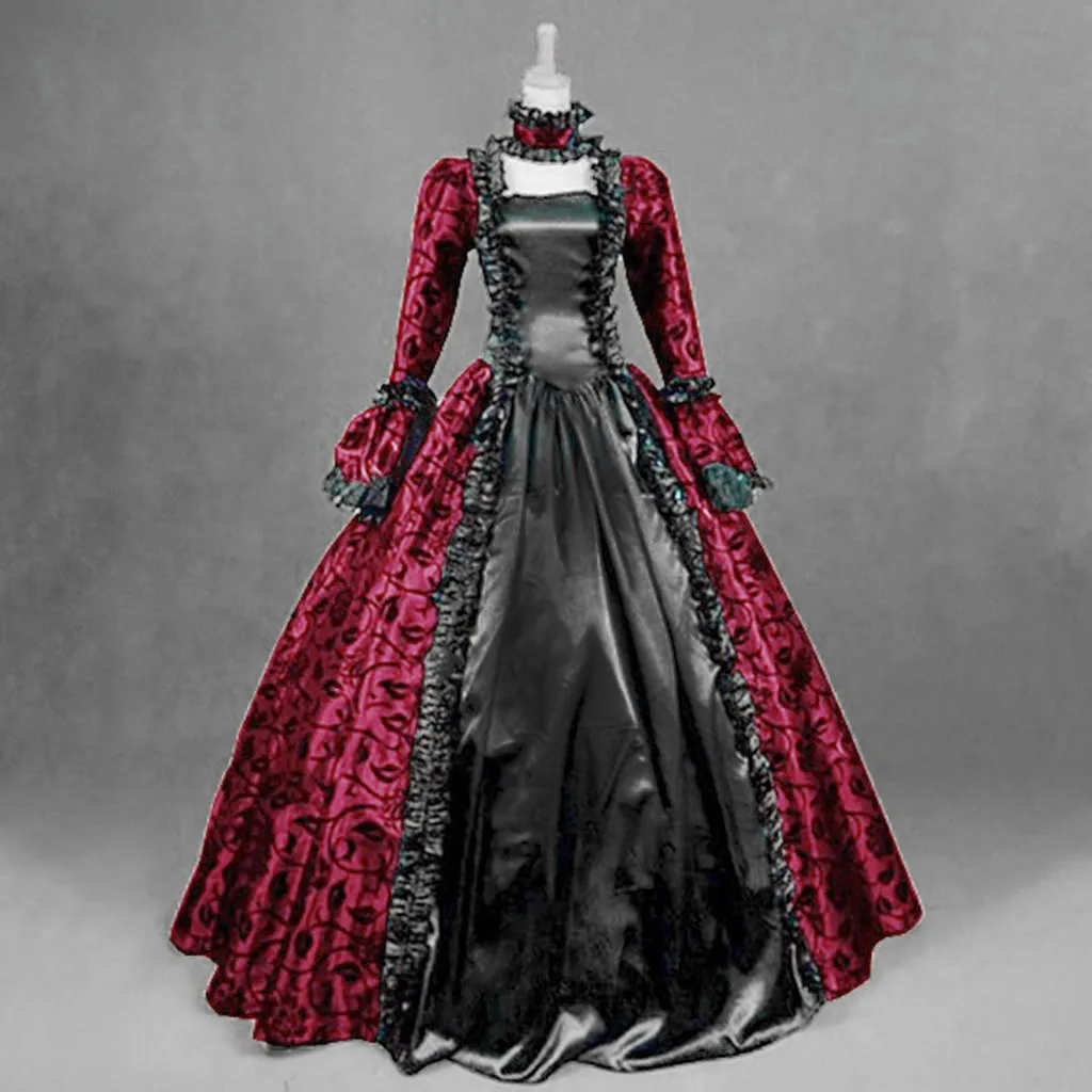 Gothic Gowns Women Retro Winter Print Ball Floral Fall Dress Gowns Women's Dress