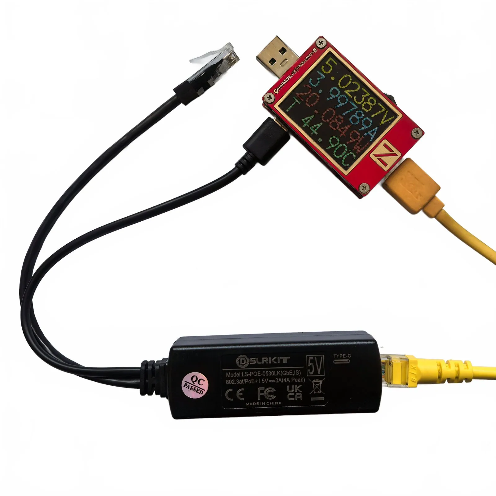 5V 3A Gigabit PoE Splitter USB-C Output, 802.3at PoE+ for Pi 5 & Type-C Devices