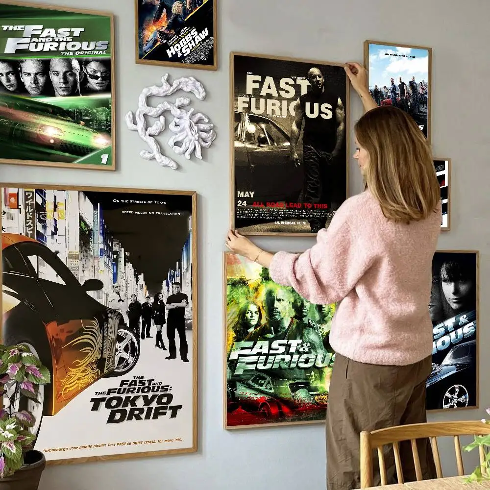 Póster Artístico Autoadhesivo de la Película Clásica F-Fast and Furious, Impresiones en Papel Blanco, Pósters, Obras de Arte, Arte Estético, Pintura Mural
