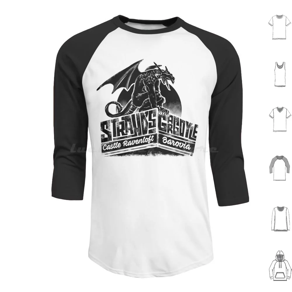 Strahd's Gargoyle ( All Black ) Hoodies Long Sleeve Strahd Von Zarovich Dnd Gargoyle Vampire Gothic Horror Rpg Fantasy