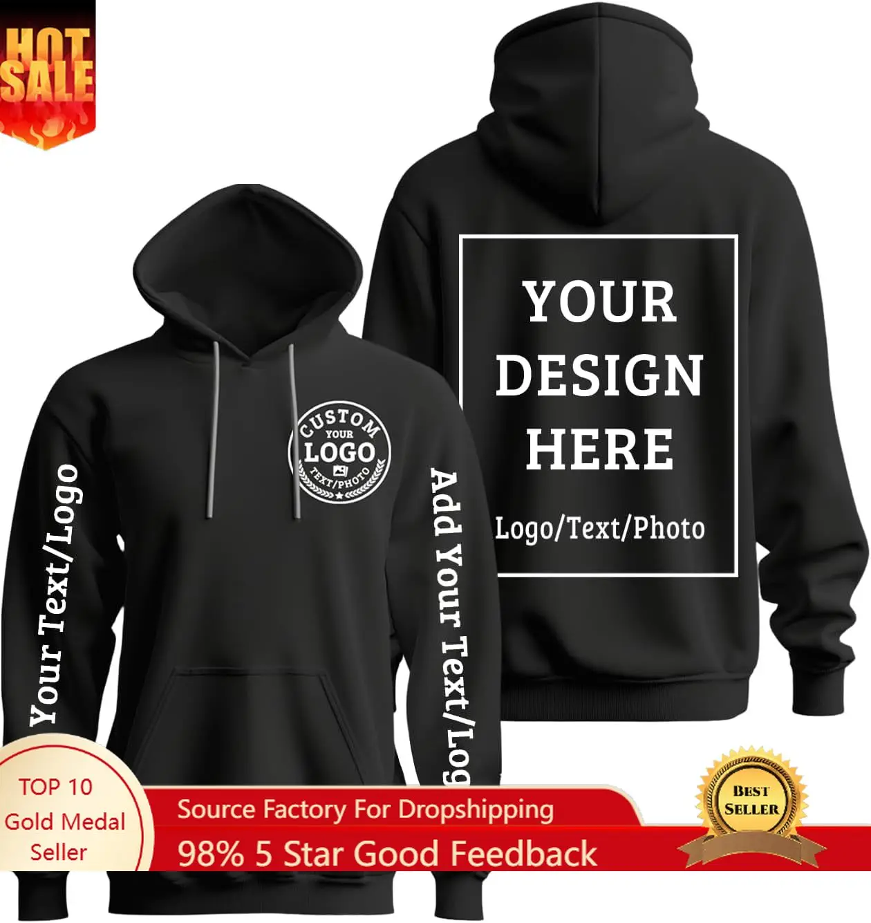 

Custom Hoodie Unisex Customized Hoodie Add Your Own Text/Logo/Photo Personalized Hoodies For Men Women