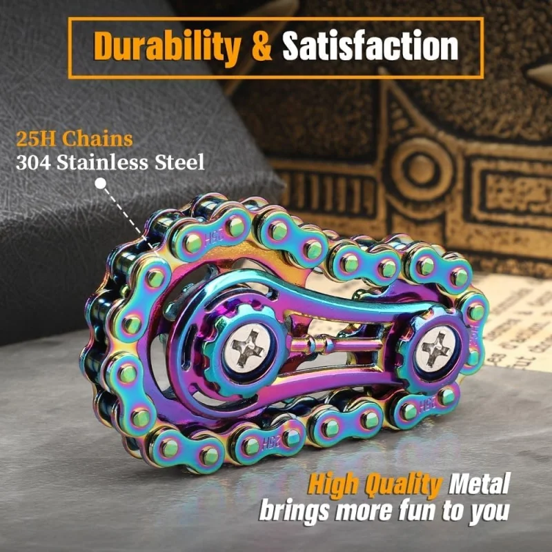 Fidget corrente de metal mão spinner corrente engrenagem edc anti estresse alívio ansiedade brinquedos foco ferramenta tdah escritório alívio do estresse brinquedos