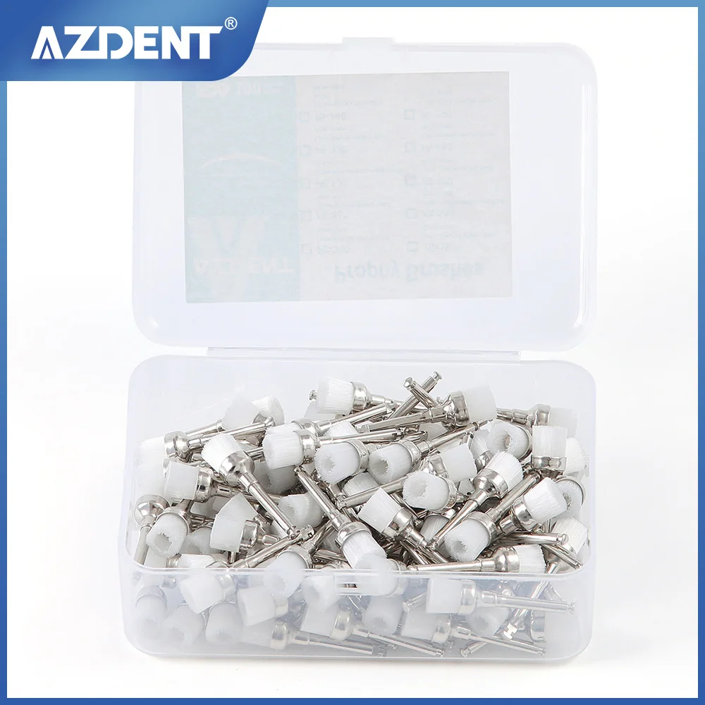 

AZDENT 100pcs/Box Dental Nylon Bowl Polishing Polisher Prophy Brushes Flat Shape RA Latch Type Single Use Dental Materials