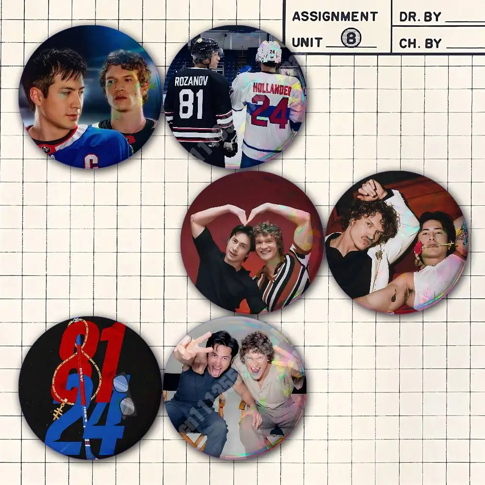H-Heated R-Rivalry Ice Hockey Button Badge 2PC Sets for Bags & Clothes & Accessories Metal Pin Creative Gift