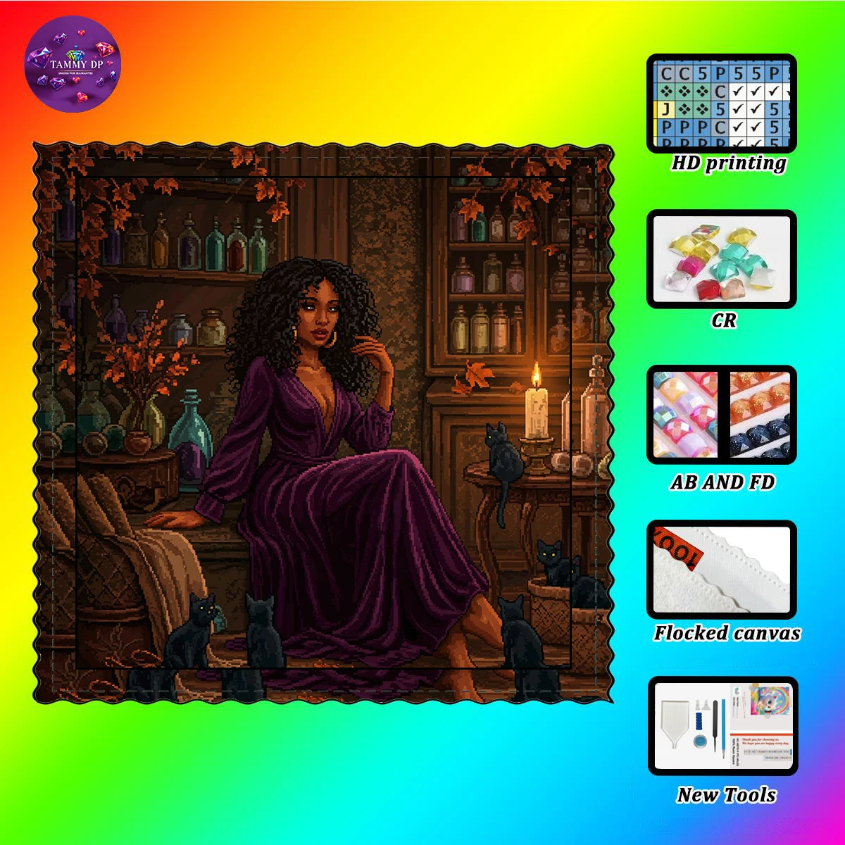 

【TAMMY Diamond Art】Elegant lady Crystal AB Rhinestone FD Rhinestone Perfect Resin Diamond