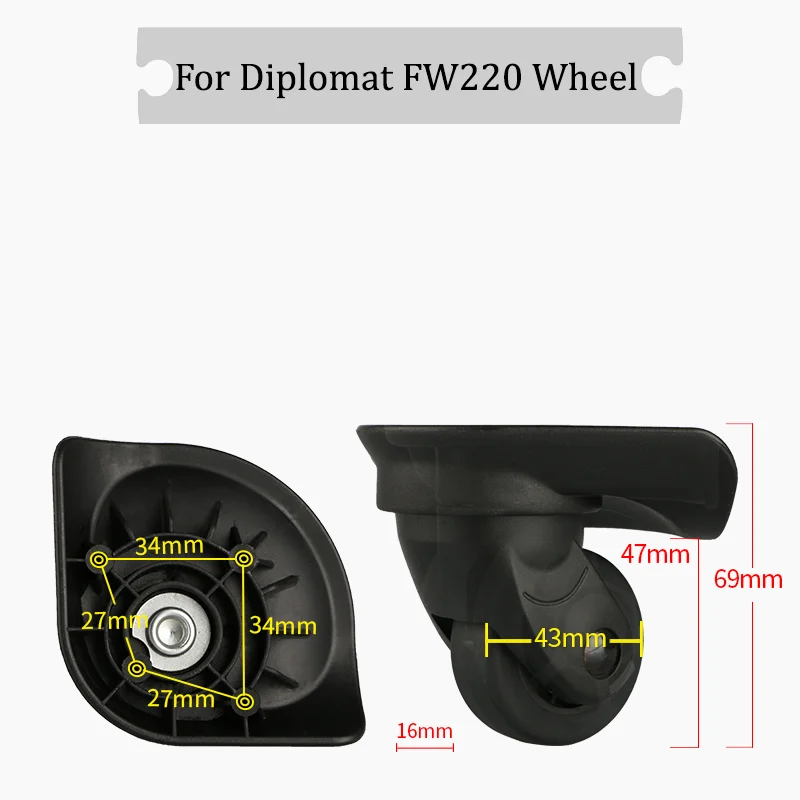 For Diplomat FW220 Universal Wheel Replacement Suitcase Rotating Silent Smooth Convenient Shock Absorbing Accessories Wheels