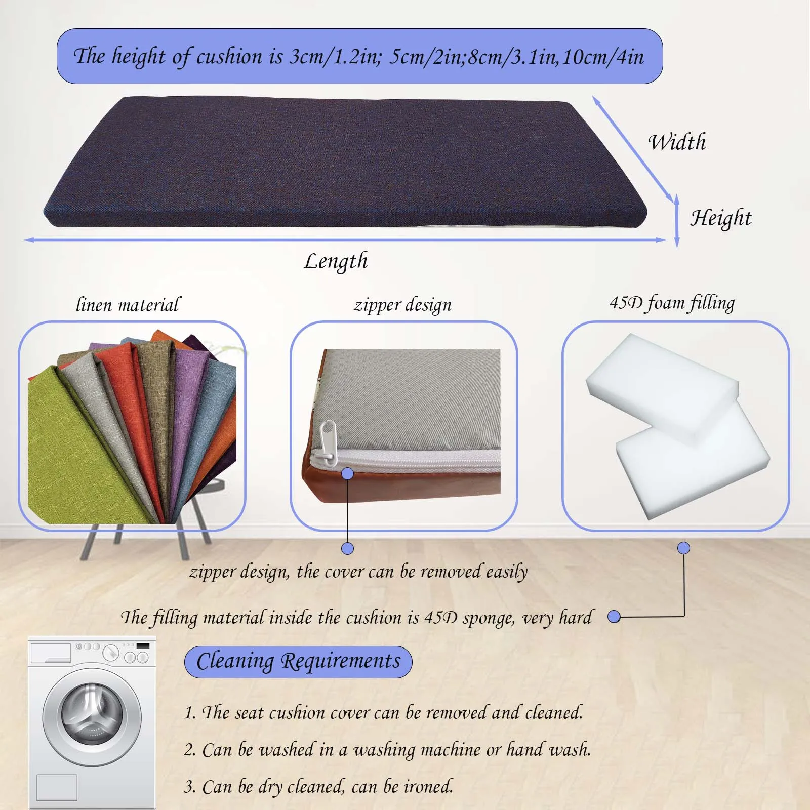 مخصص قابل للغسل أريكة مسند الذراع وسادة الرقبة وسادة للنوم السرير حشو الفجوة ملء الوسائد مع سستة الكتان وسادة طويلة #3