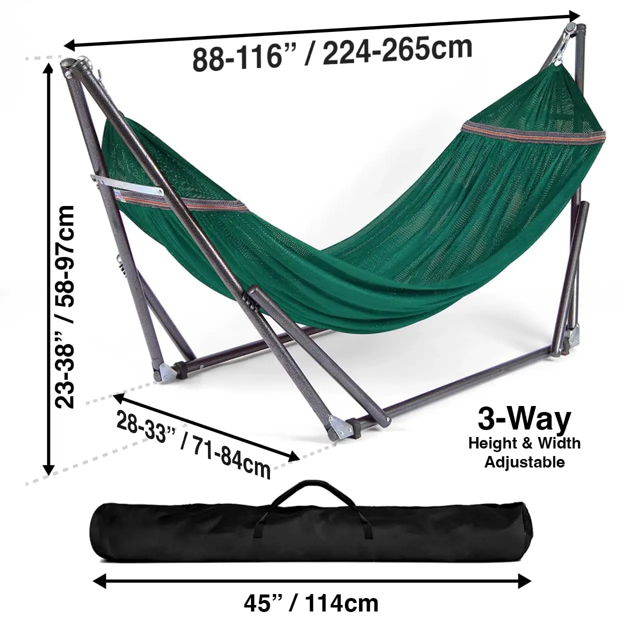 Portable Hammock with Collapsible Steel Stand, 450 lbs Capacity, No Tools Assembly, Carrying Bag Included, Perfect for