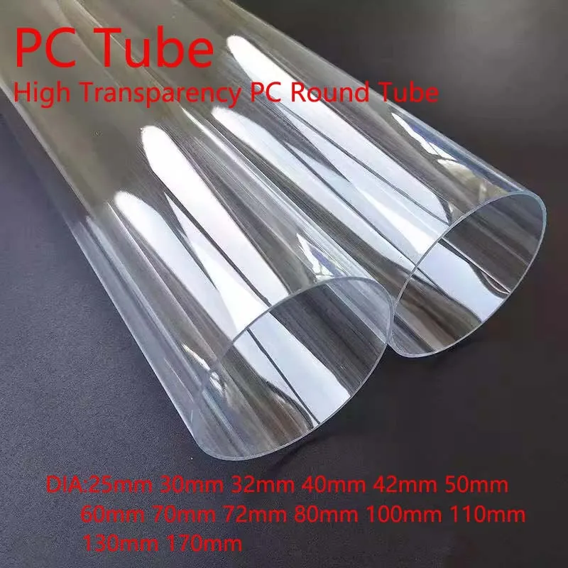 

2 шт., длина 500 мм, высокая прозрачность, пластиковая жесткая трубка для ПК, поликарбонатная труба, пластиковая трубка диаметром 25 мм, 30 мм, 32 мм, 40 мм ~ 170 мм
